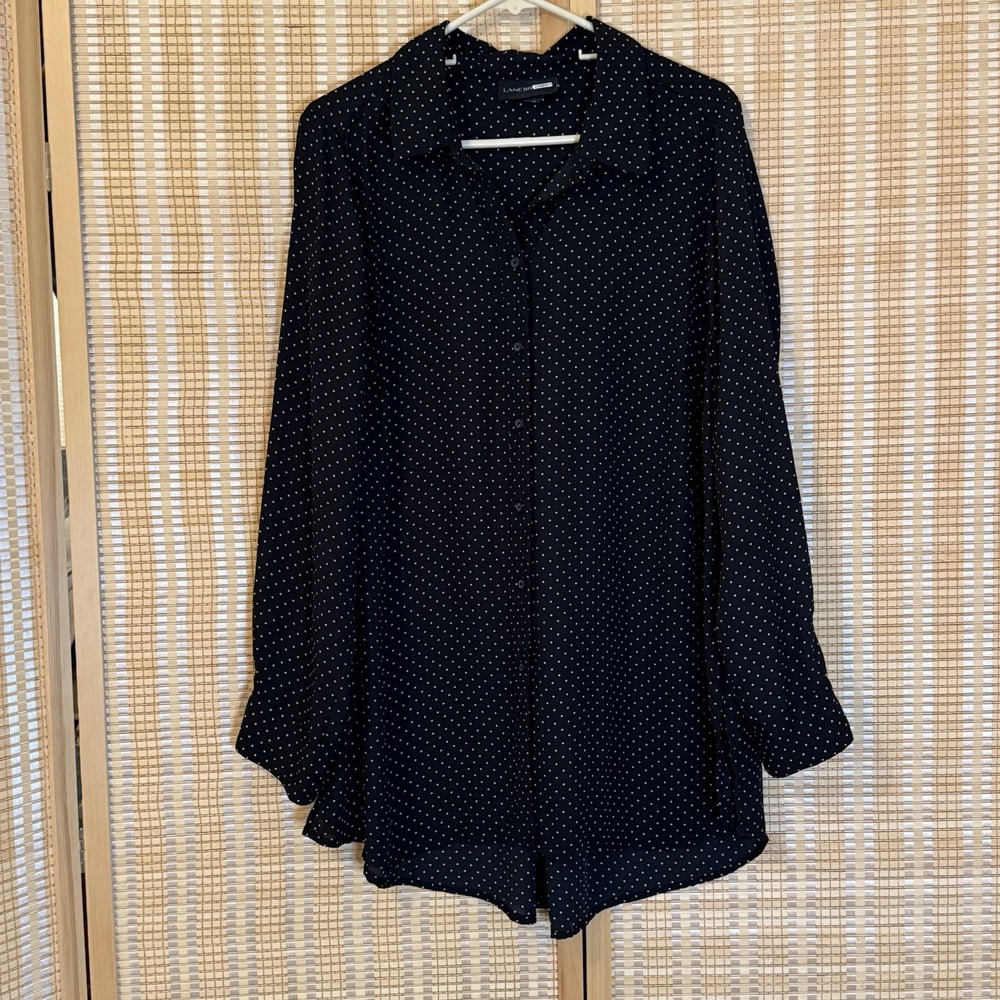 Lane Bryant Womens 18/20 Blouse Long Sleeve Button Up Polka Dot Office Career